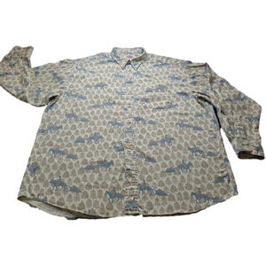 Mens XL Barn Fly Western Horse Print Button Up Shirt Cowboy Ranch USA Made